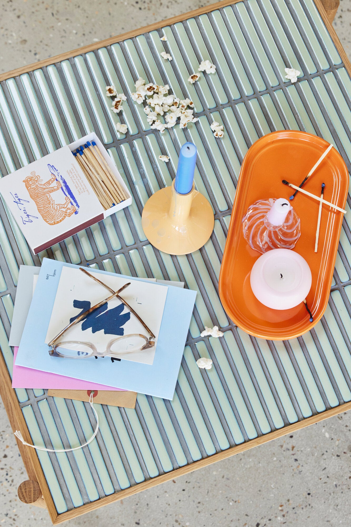 Tile sofabord, Mint/Natur - 61x66 cm